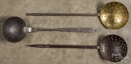 Three signed and dated wrought iron utensils