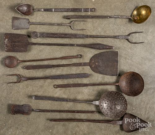 Group of long handled utensils