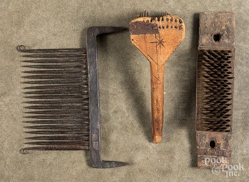 Early iron rippling comb and flax hatchels