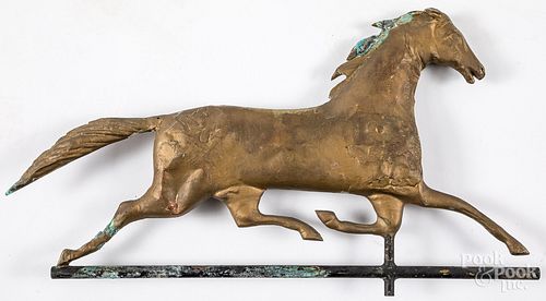 Swell bodied copper running horse weathervane