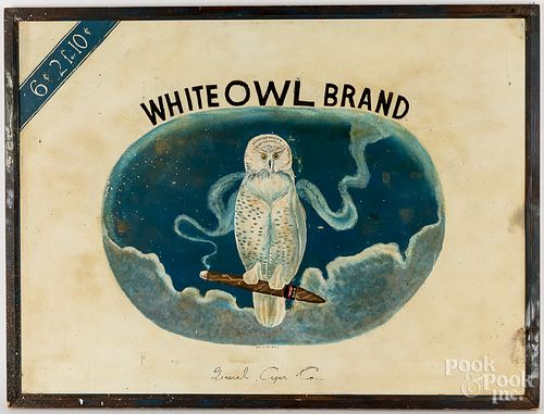 Painted tin White Owl Brand cigars