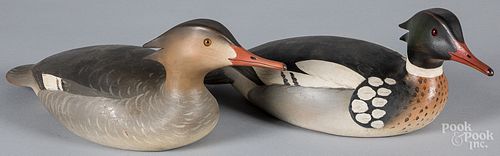 Pair of Oliver Lawson merganser duck decoys