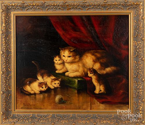 Contemporary oil on canvas of cats