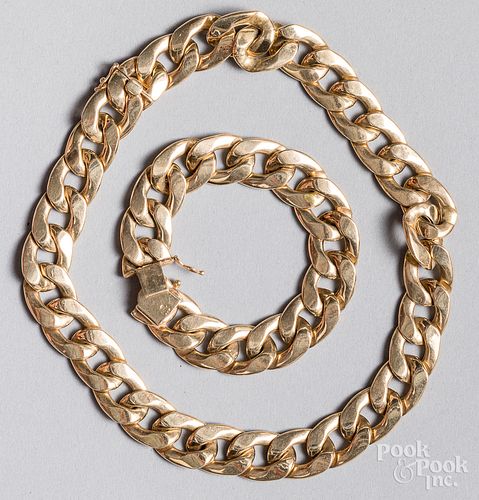 14K gold chain necklace and bracelet