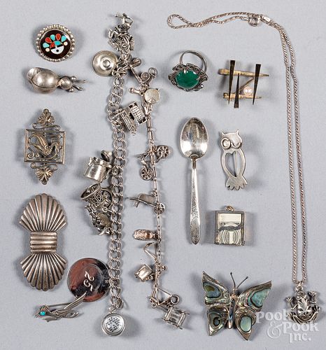 Group of sterling silver jewelry.