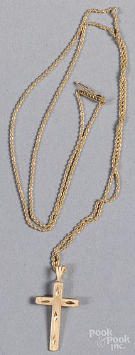 14K gold necklace, with cross pendant