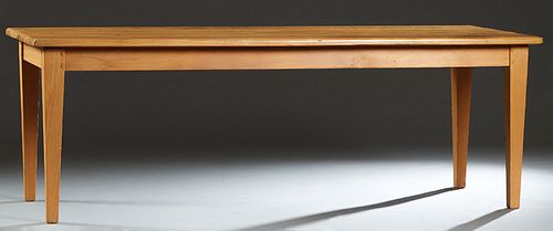 Louisiana Cypress Dining Table, early 20th c., the rectangular top over a wide skirt, on four square tapered legs, H.- 31 3/4 in., W.- 92 in., D.- 34 