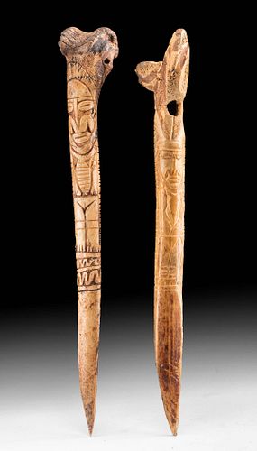 Lot of 2 Early 20th c. Papua New Guinea Bone Daggers