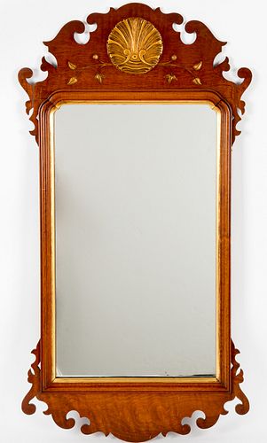 Chippendale style walnut mirror