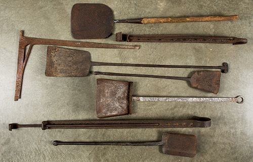 Group of wrought iron hearth items