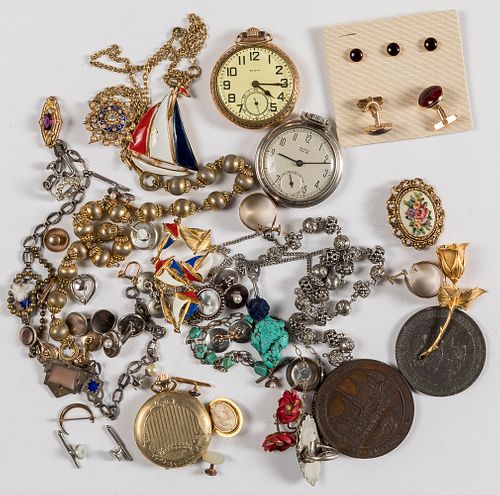 Group of costume and silver jewelry, etc.