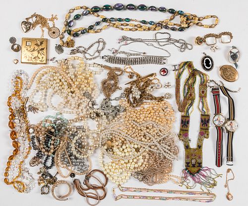 Collection of costume jewelry.