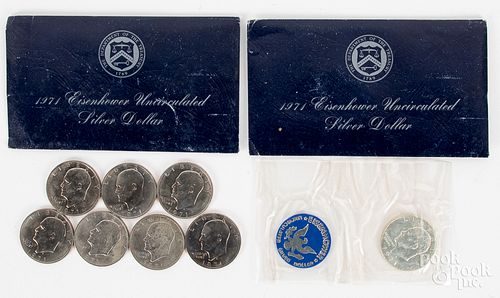 Ten Eisenhower silver dollars