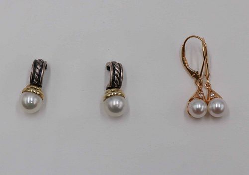 David Yurman 585 and 925 Pearl Earrings