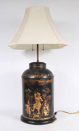Chinese Chinoiserie Decorated Tole Tea Cannister