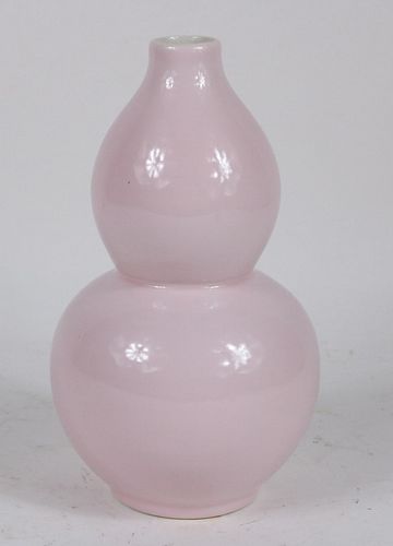 Chinese Pink-Glazed Double Ovoid Form Vase