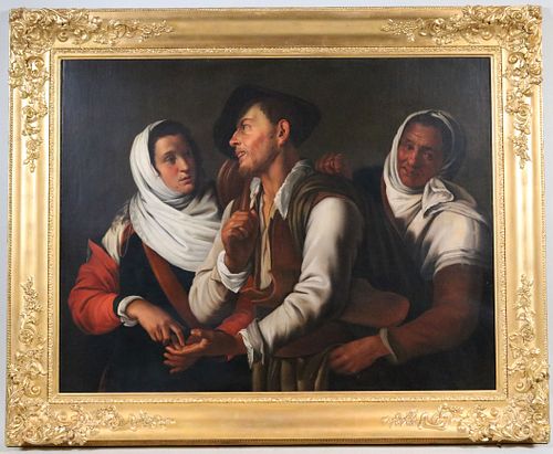 Oil on Canvas, Three Figures, Continental School