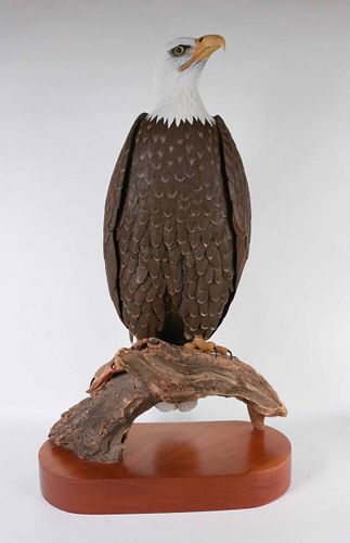 S.C. Clow, Painted Eagle and Trout Sculpture