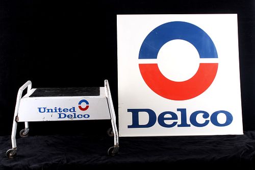 United Delco Sign and Roll Seat/Step Stool