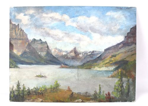 Carl Tolpo St. Marys Lake Oil Painting 1948