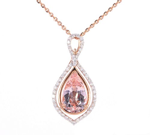 Morganite (Peach Emerald) 14K Rose Gold Necklace