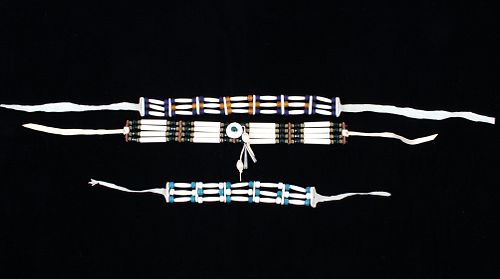 Set of Native American Style Bone Pipe Necklaces