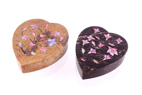 Heart Soapstone Dyed Mother of Pearl Inlaid Boxes