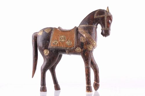 Castilian Horse Sculpture w/ Copper Adornments