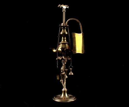 J.A.L. Portugal Brass Oil Lamp c. Early 1900's