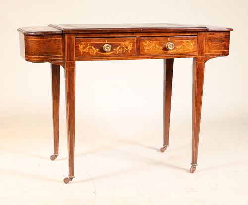 Edwardian Inlaid Leather-Inset Gentleman's Desk