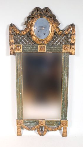 Neoclassical Style Green-and-Gilt Mirror