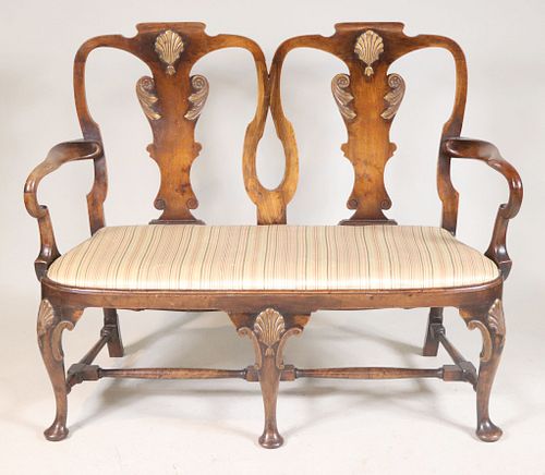 George II Style Mahogany Double Chairback Settee