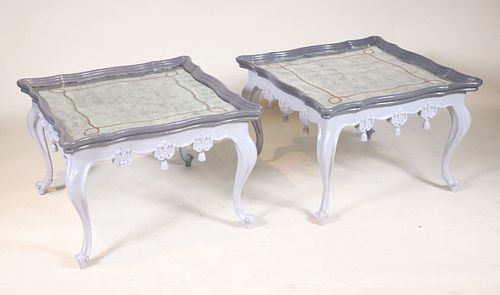 Pair of John Richard Mirrored-Top Side Tables