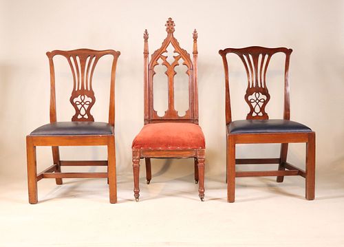 Victorian Gothic Mahogany Hall Chair