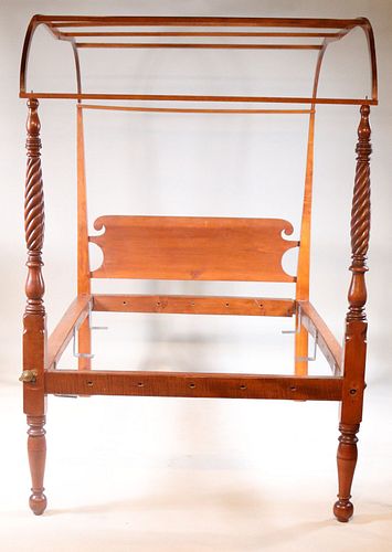 Federal Turned Maple and Pine Tester Bedstead