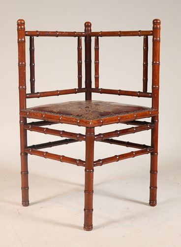 Victorian Walnut Faux Bamboo Corner Chair