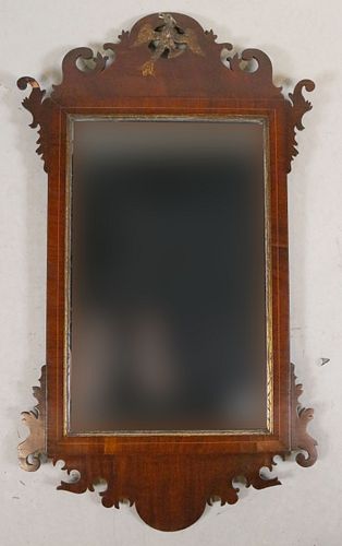 Chippendale Parcel-Gilt Inlaid Mahogany Mirror