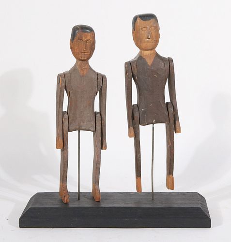 Two Carved and Painted Articulated Gentlemen