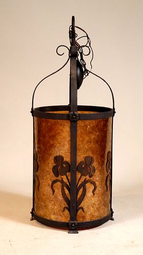 Arts & Crafts Style Metal & Mica Hanging Lantern