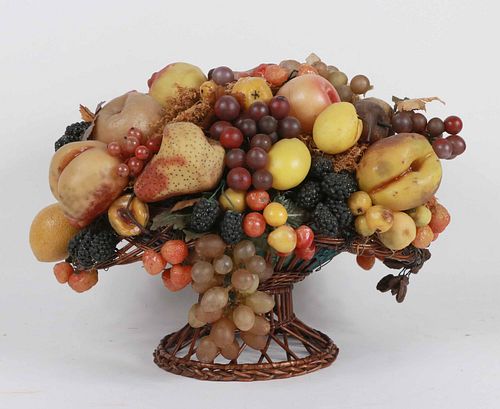 Large Wax Fruit Arrangement in Basket