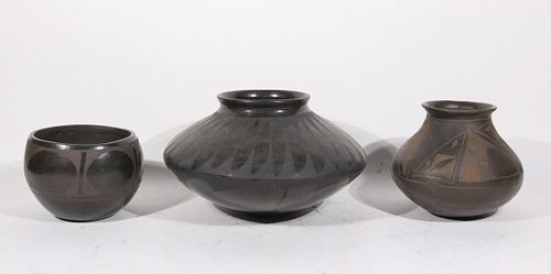 Three Southwestern Blackware Pottery Vessels