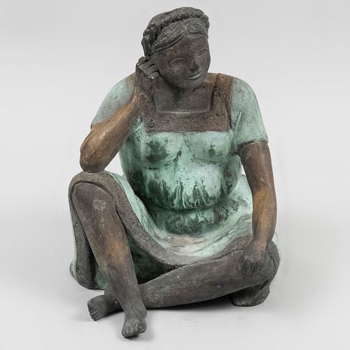 Anónimo. Mujer serena. Siglo XX. Fundición en bronce patinado. 24 cm de altura