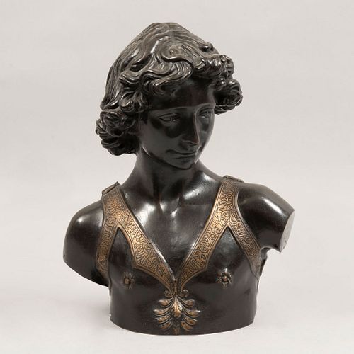 Busto de Alejandro Magno. Siglo XX. Estilo Neoclásico. Fundición en bronce patinado. 39 cm de altura