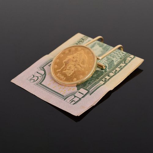 14K Gold Liberty Head Coin Money Clip