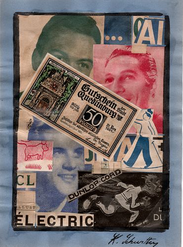 K. Schwitters, attrib, 3 Collages signed LR, German