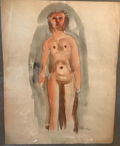 Harold Cohn  Nude  Watercolor on paper  Signed  H' 32