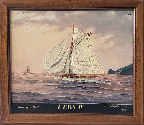 Vintage Oil on Board Portrait of "Leda II"
