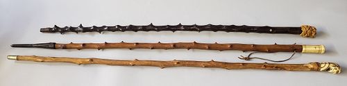 Group of Three 19th Century Sailor Made Walking Sticks