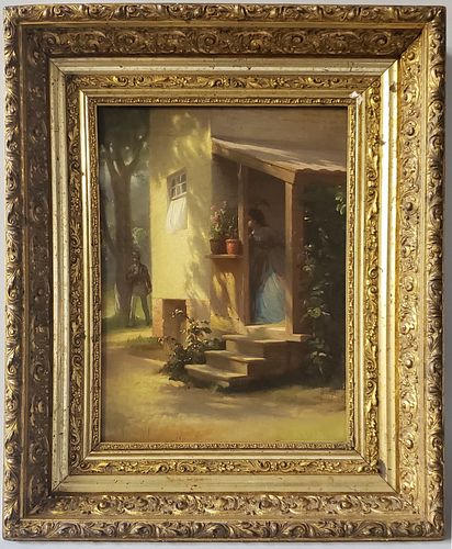 Johann Friedrich Engel 19th Century Oil on Canvas "The Suitor"