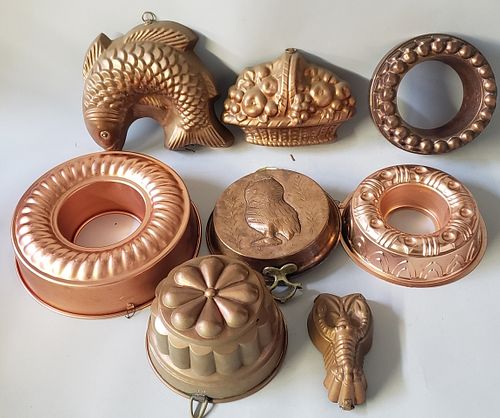 Set of Eight 20th and 21st Century Copper Molds